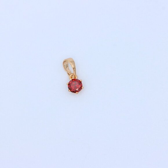 "Tiny Round Red Stone Rose Gold Pendant – Minimalist Design, XPPT1600 - Picture 11 of 13
